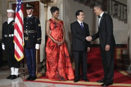 Председатель КНР Ху Цзиньтао, президент США Барак Обама, Мишель Обама, белый дом