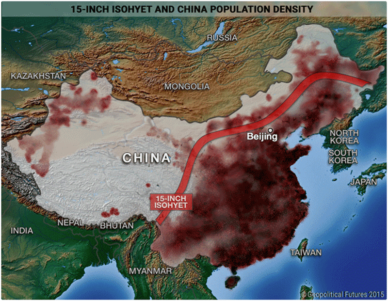 карта плотности расселения в Китае, плотность расселения в кнр, плотность населения китая
