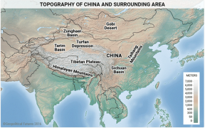 топография китая, топография кнр, характер местности китая