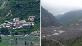Деревня Синьмо до и после оползня