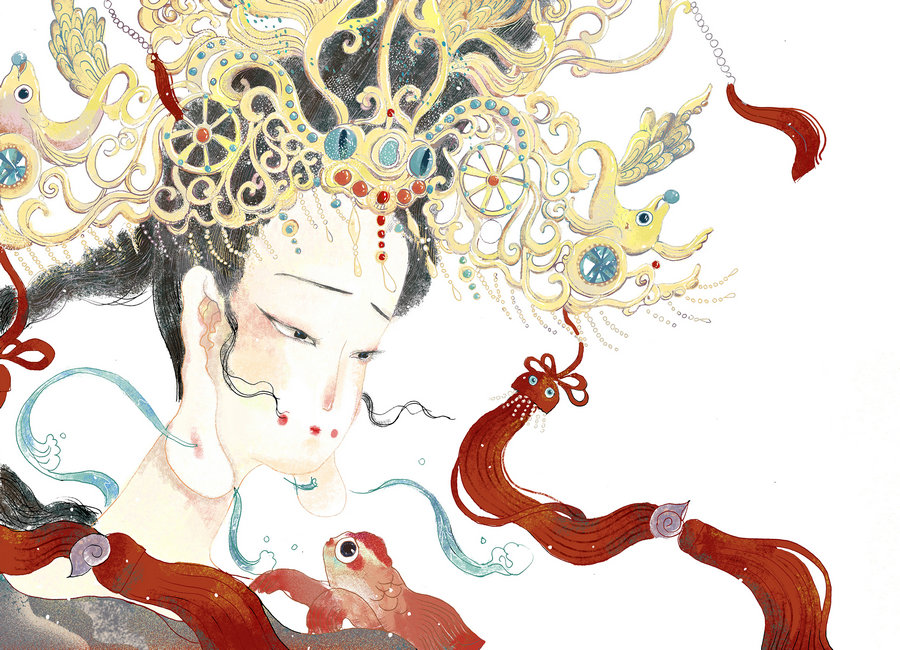 Иллюстрация Е Луин к "Оде богине Ло". Фото: China Daily
