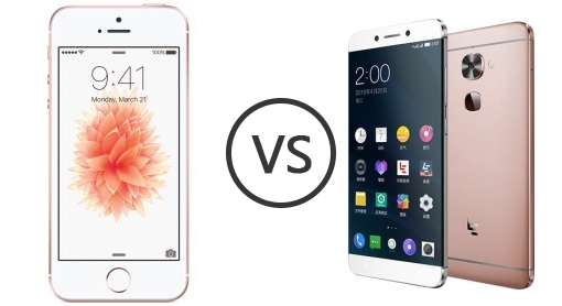 Сравнение дизайна Iphone SE (слева) и Le 2 (справа).