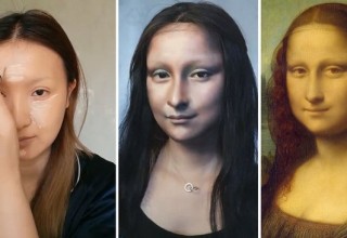 В погоне за шедеврами: китаянка нарисовала Мону Лизу на своем лице